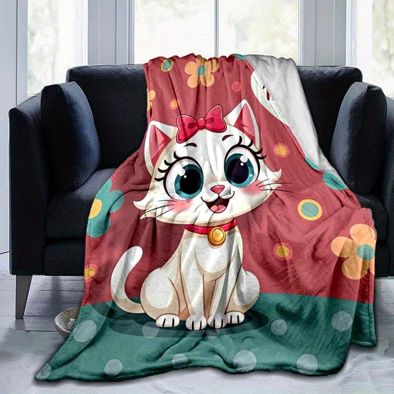 1pc Cute Cartoon Cat Blanket - Seasonal Home Decor, Soft Throw for Bed or Couch, for Decorating Your Own Sofa and Living Room, Super Soft Fl