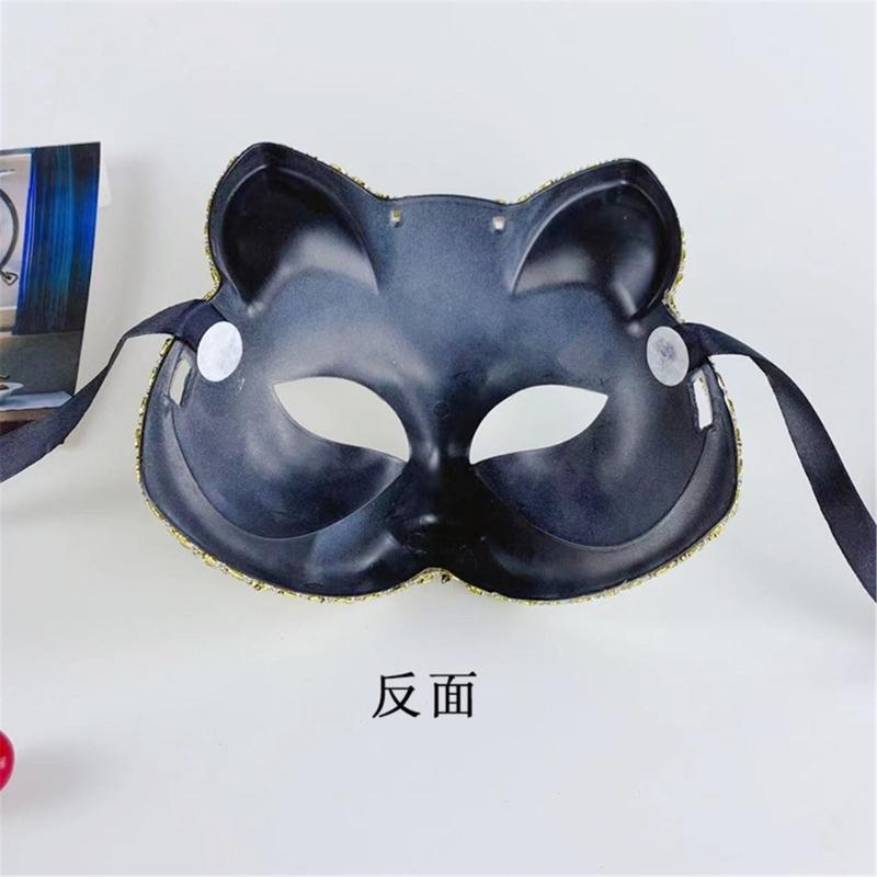 Maskenkatzen Maske Halloween Katzen Gesichtsmaske, Tier-Cosplay-Maske aus Kunststoff für Damen Herren Halloween Maskenball Party