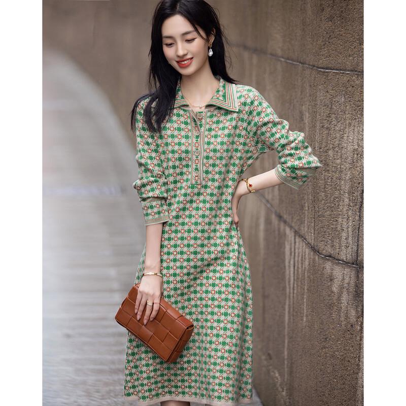 Demana Women's French Retro Jacquard A-Line Dress