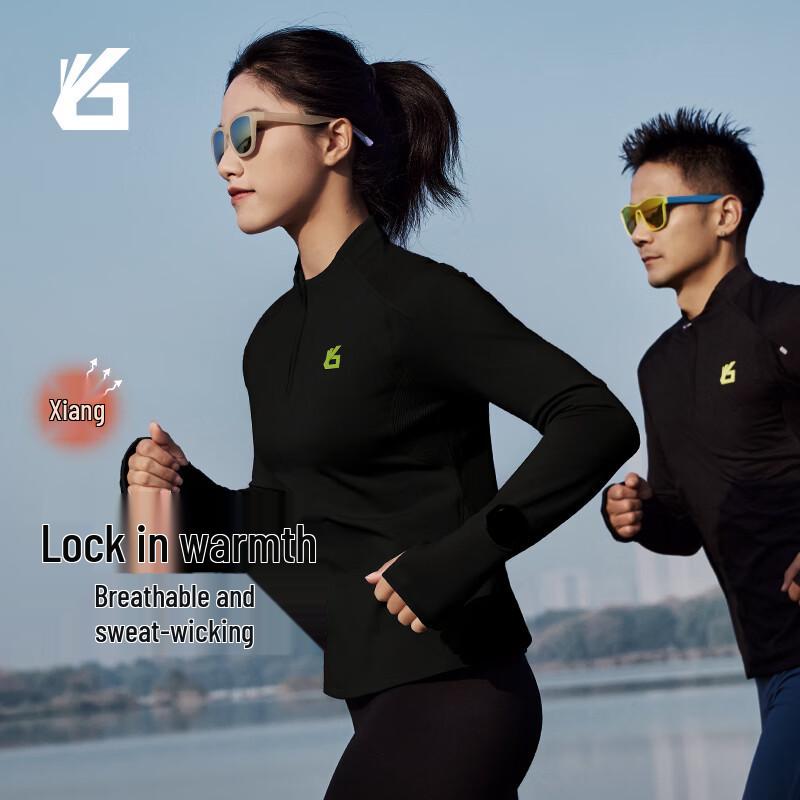 Yuebu Women s Fleece Lined Round Neck Long Sleeve Running T-Shirt L