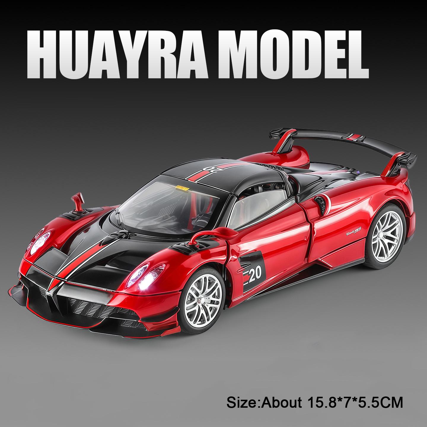 

1:32 Huayra BC R Car Model Toy Shock Absorption Pull Back Metal Diecast Vehicle Alloy Supercar Models Sound Light Gift for Boy