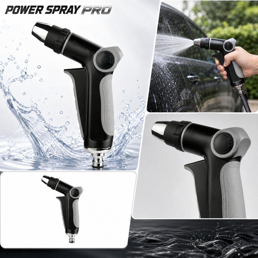 High Pressure Water Spray Gun with Rubber Coated Handle for Car Washing Gardening and Household Use Compatible with European Standard Connectors