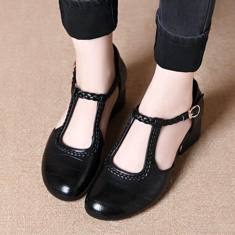 Summer New Fashion Bag Head Woven Stone Single Shoes Round Head Temperament Versatile Commuting Simple Women's Sandals