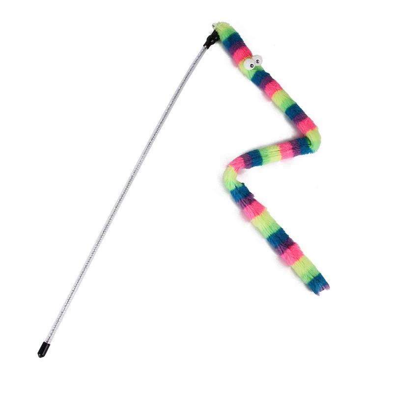 

Красочная интерактивная палочка-дразнилка для кошек - Гусеница - Игрушка в форме пера для веселой игры - Привлекательный аксессуар для домашних животных для кошек