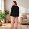Large size pajamas autumn and winter set printed crew neck long-sleeved trousers two-piece set milk silk loose loungewear
