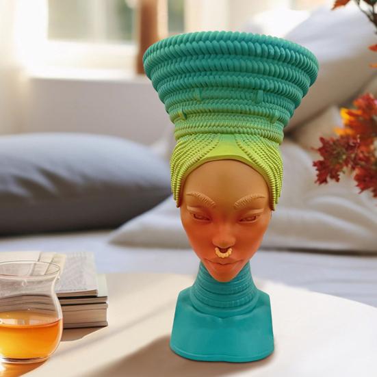 Μαύρη Γυναίκα Θυμιατήρι Κεφάλι Αφρικανής Βασίλισσας Θήκη για Κώνους και Στικς Θυμιάματος Διακοσμητικό Στολίδι για Σπίτι Γραφείο Δωμάτιο Γιόγκα Διαλογισμού