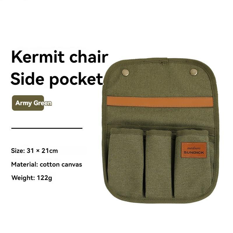

Outdoor Canvas Camping Chair Side Pocket Portable Storage Pouches Canvas Side Pocket for Outdoor Picnic зелёный