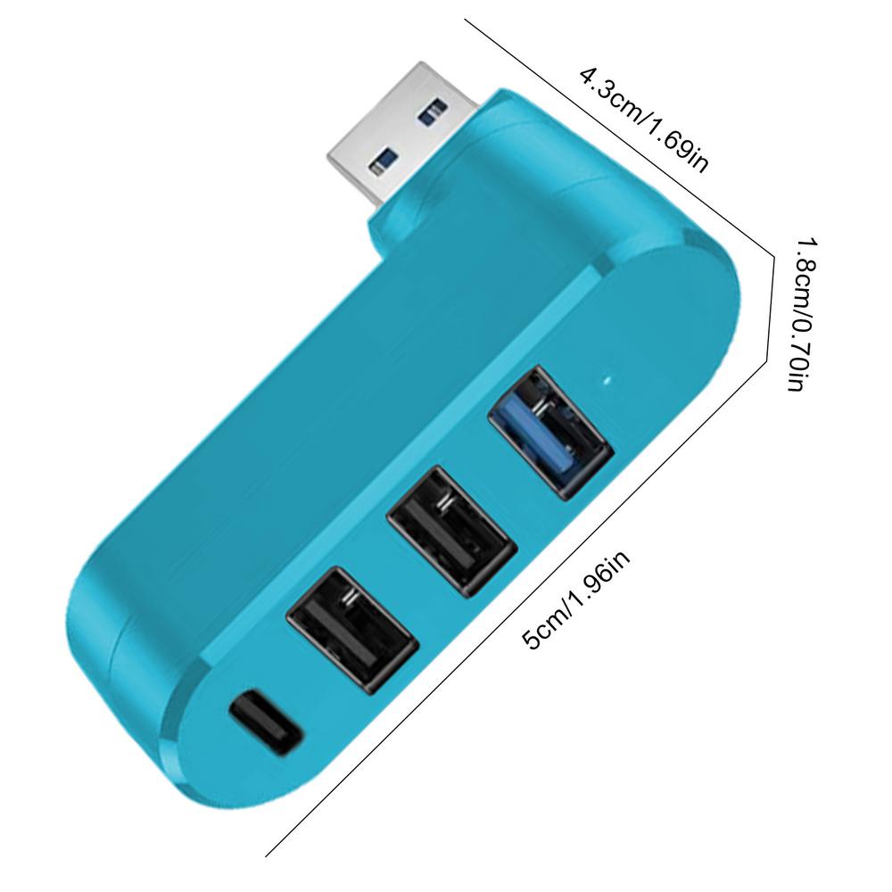 Разветвитель USB-портов для автомобиля, 4-портовый USB 3.0 концентратор, USB 3.0 расширитель-разветвитель, USB-расширитель, Поворотный USB-разветвитель, USB 3.0 расширитель синий