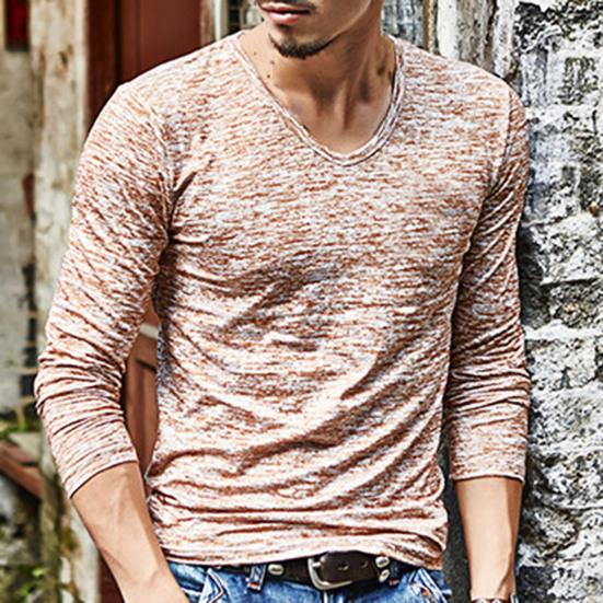 Menn Bluser V-hals Elastisk Topp Kamuflasje Langermet Herreskjorte for høsten