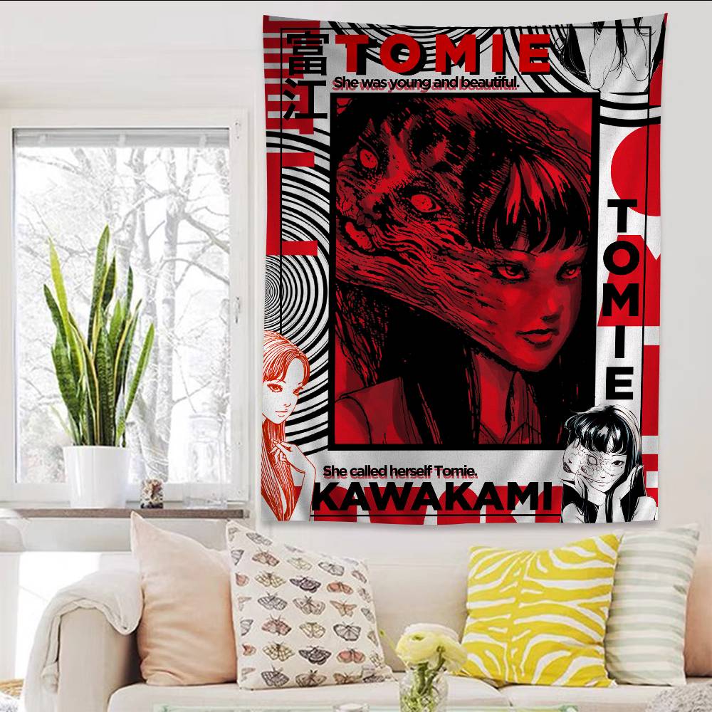 

Horror Comics Tomie DIY Wall Tapestry Hanging Tarot Hippie Wall Rugs Dorm INS Home Decor 74x94cm(29x37in)