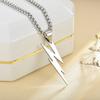 Men's Titanium Steel Lightning Pendant Square Pearl Necklace Hip Hop Fashion Accessory