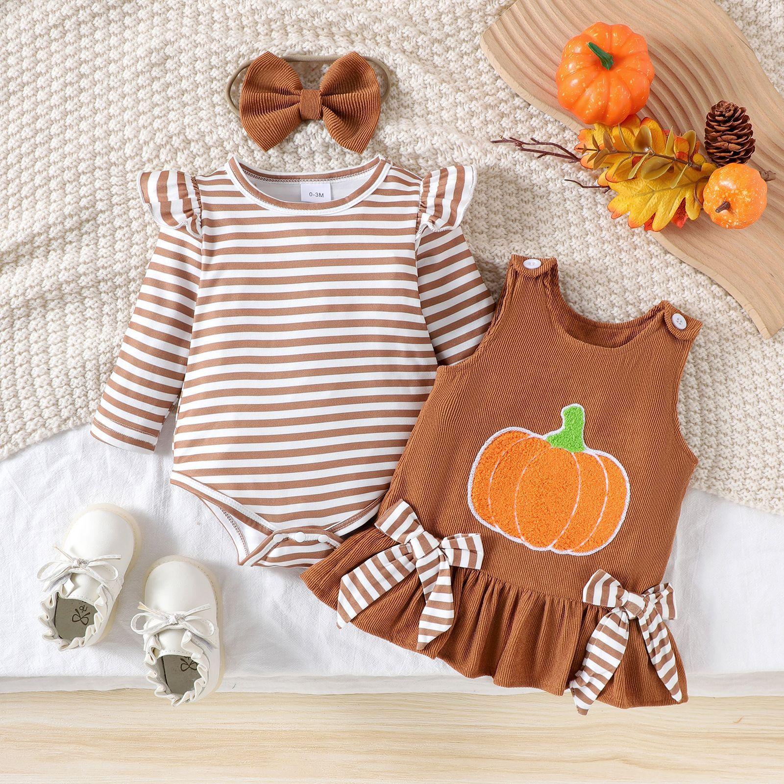 

Комплект ромпера с длинным рукавом и юбки для младенцев и малышей 3 кофейный