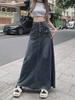 Plus Size High Waist Retro A-Line Denim Skirt for Women – Summer Slimming Mid-Length Design