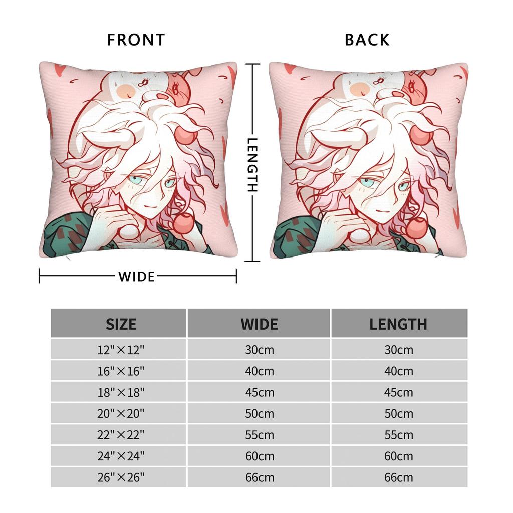 Anime Nagito Komaeda Pillowcases Retro Trendy Pillow Case For Living Room Sofa Square Pillow Cover