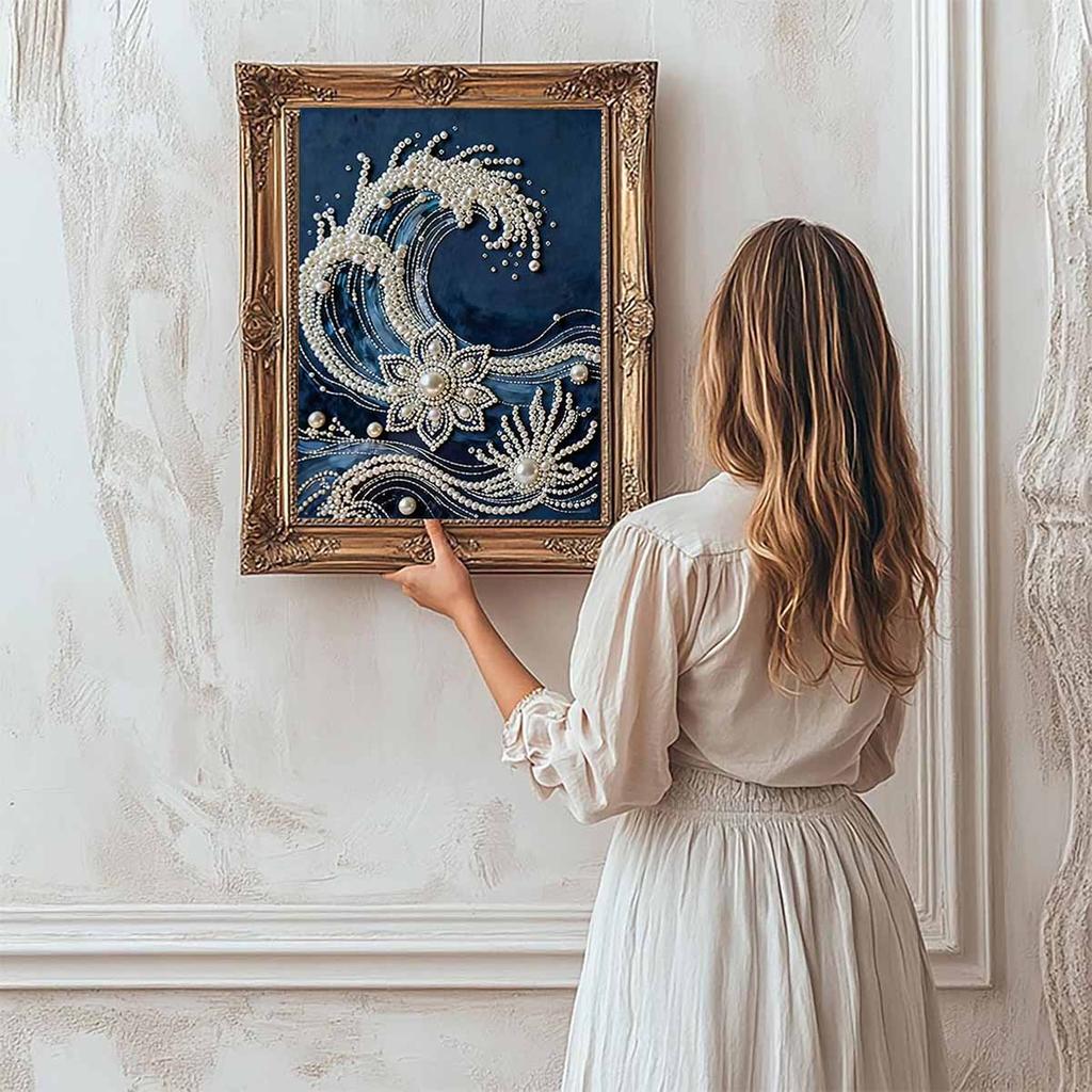DIY Wave Pearl Diamond Art Kits Without Frame 30x40cm Gem Art Diamond Painting Kits for Adults/Beginners Gift Idea Home Wall Decor