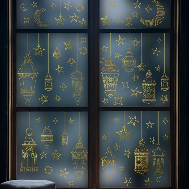Ramadánové samolepky na zeď Islámské muslimské samolepky na zeď Eid Mubarak Ramadánová lucerna Měsíc Hvězda Dekorace na okno Pro domácí dekorace