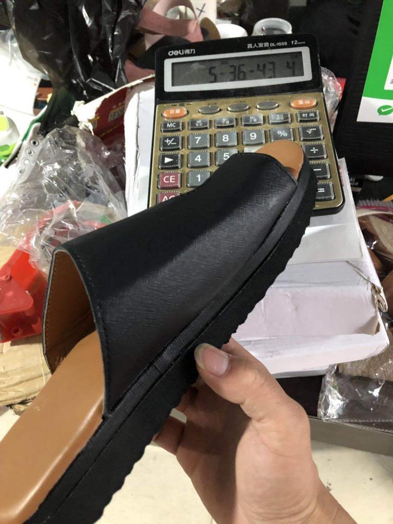 Wear Leather Mop Slope Heel Cover Toe Cool Slippers Women's Large Size -