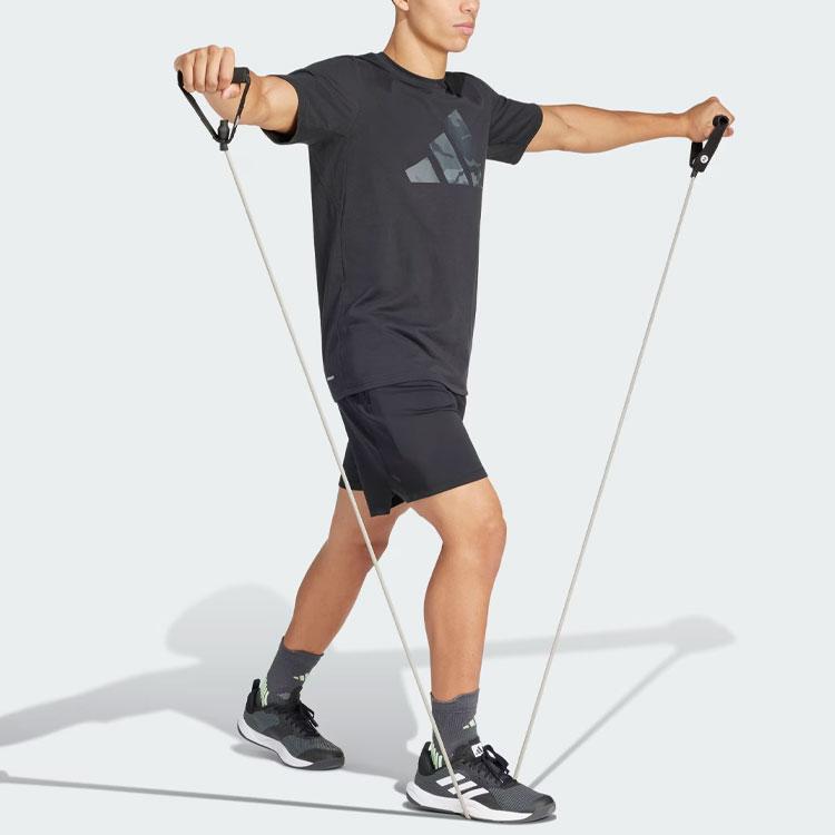 adidas Train Essentials Seasonal Brand Love Camo Tee Black/Olive Strata Men Streetwear IM7451