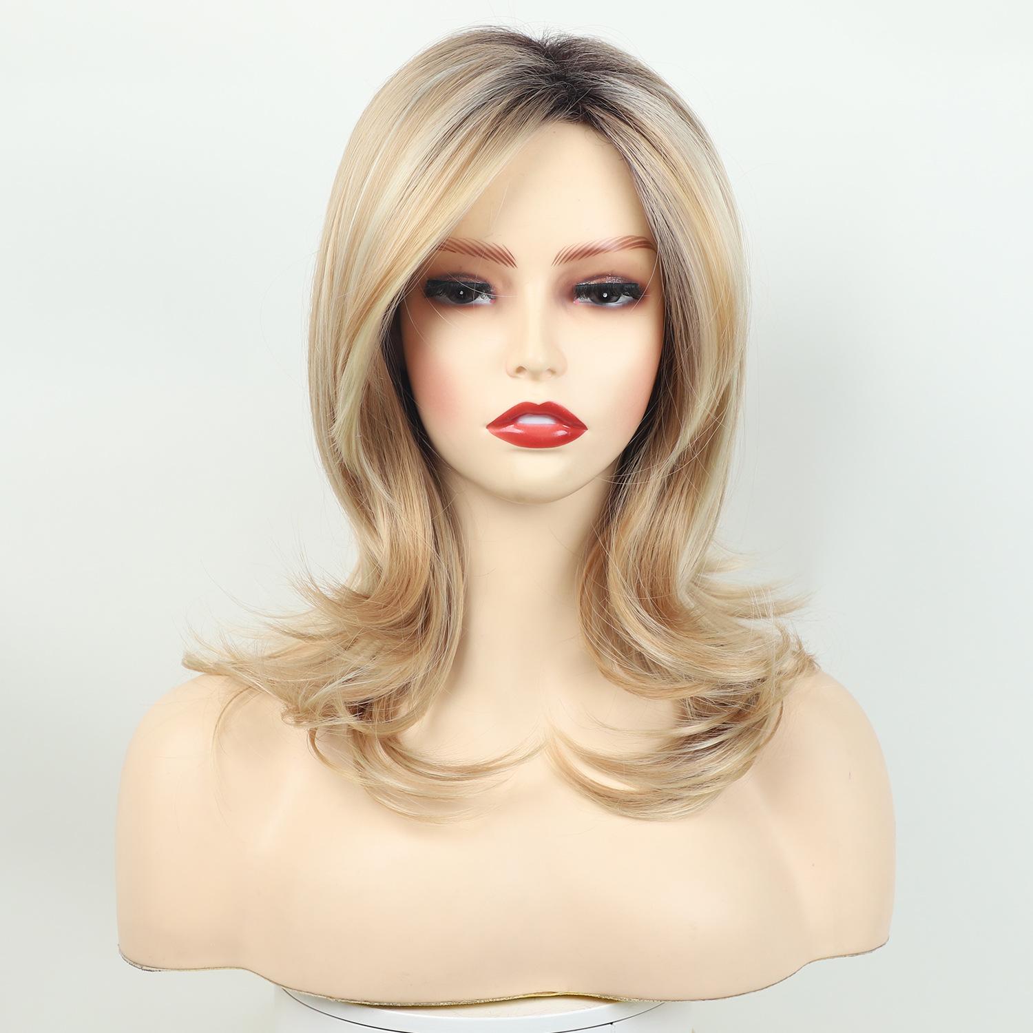 

Женский частичный золотистый парик на всю голову с синтетической розовой сетчатой шапочкой золотой