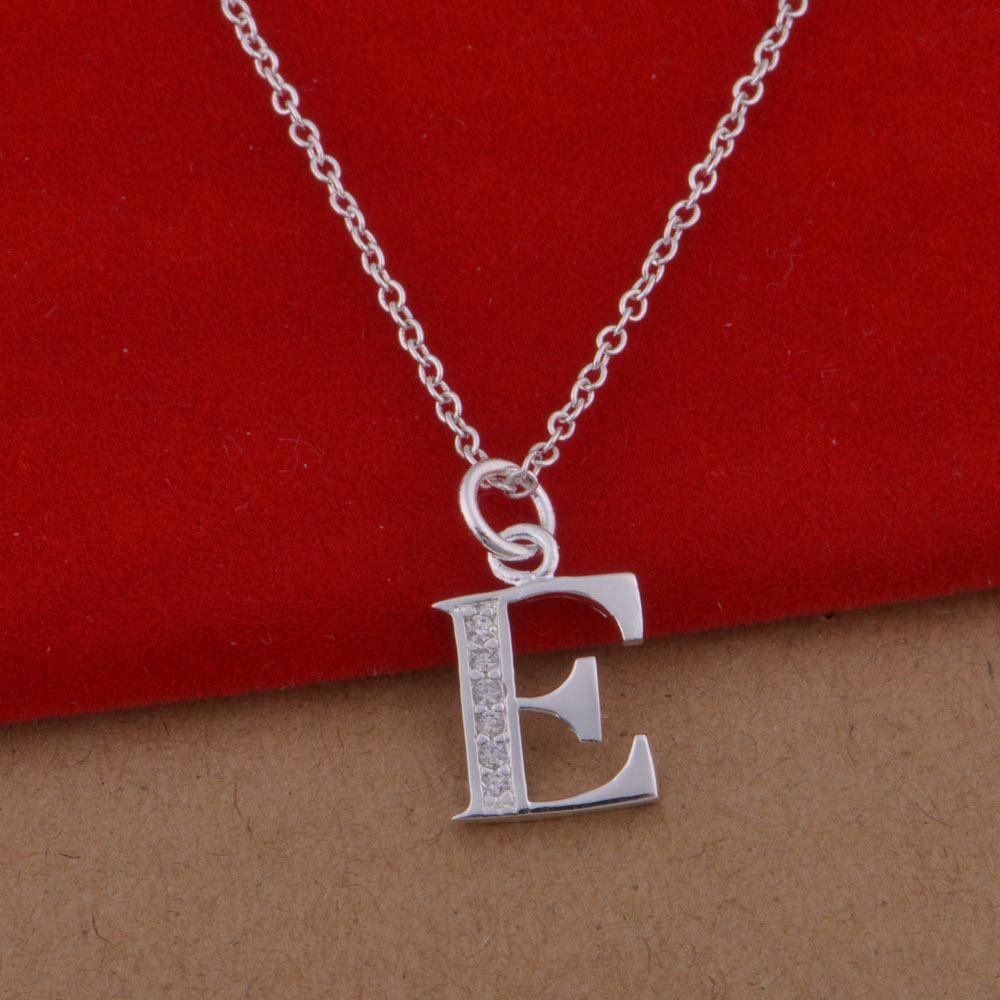 

Корейский стиль Посеребренное ожерелье из стерлингового серебра 925 пробы с буквой E