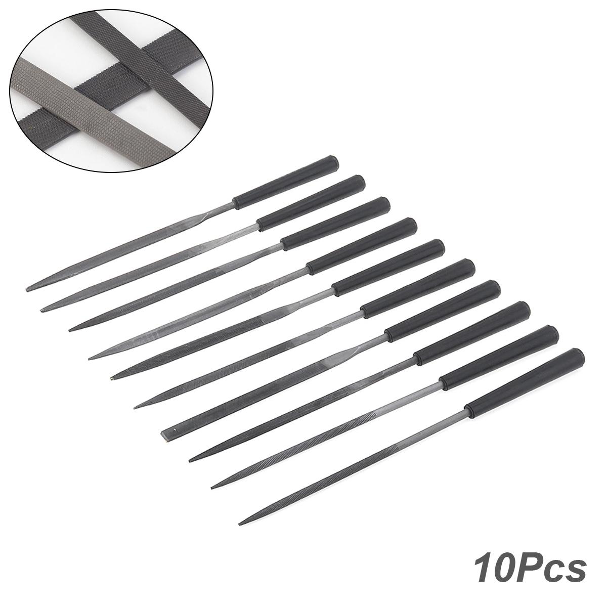 10Pcs 140mm Assorted Mini File Set Flat Round Grinding Tools for Wood Plastic Metal Polishing Trimming