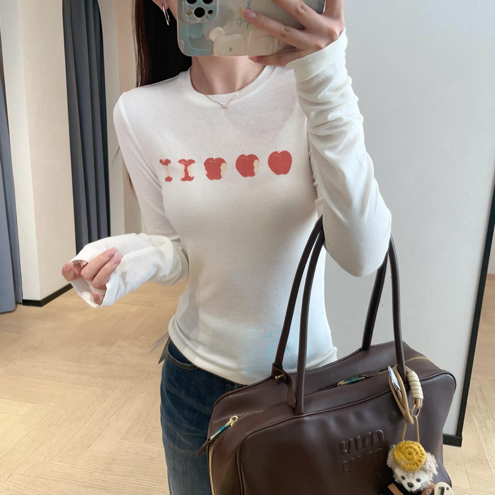 Lucky Apple Tencel Cotton Wool Slimming Long Sleeve Women s T-Shirt - Early Spring 2026 Edition L белый