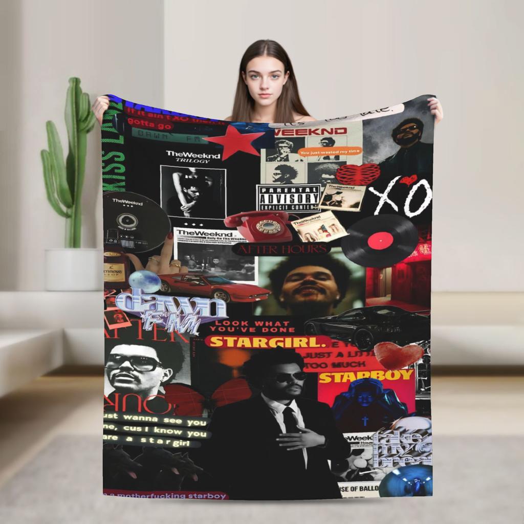 The Weeknds Rapper Singer Flannel Blanket New Album Hurry Up Tomorrow Warm Soft Throw Blanket for Bedspread Sofa Bed Cover