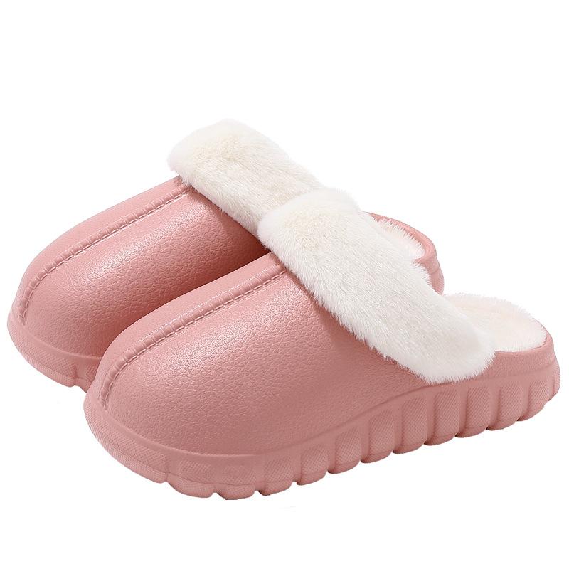 EVA waterproof cotton slippers winter removable plush warm non-slip indoor home household cotton mop