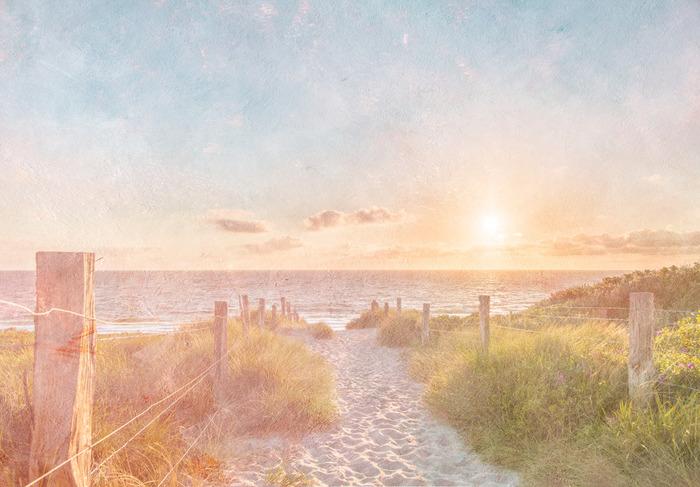 Photomural Summer Sunset Faded Vintage Iq-1219-A Structural Vinyl 416x290