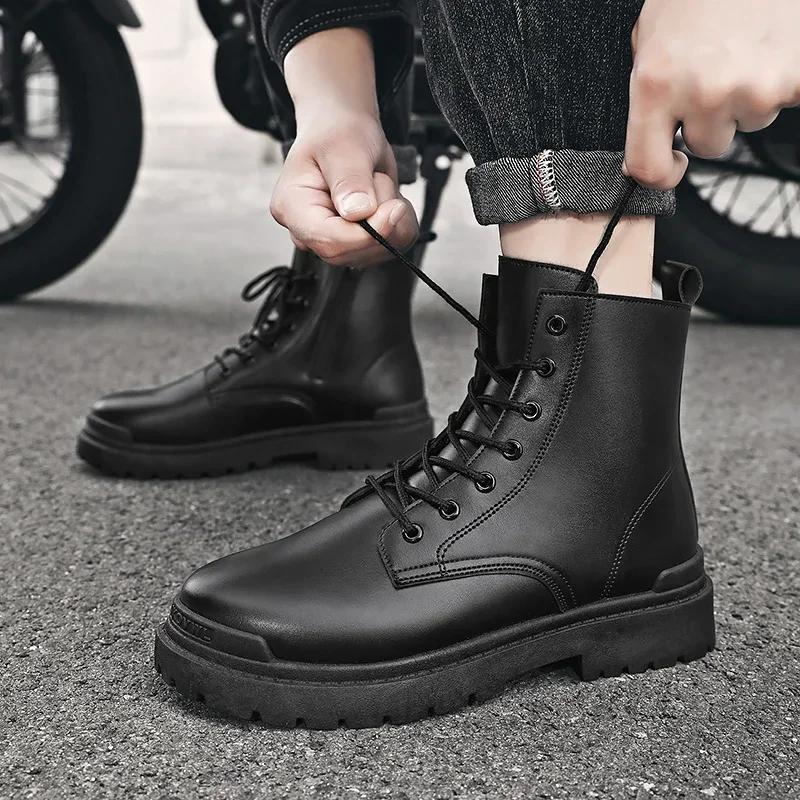 Winter Leather Men Ankle Boots Outdoor Warm Man Casual Shoes Lightweight Designer Work Boots Fashion Classic Handmade Boots