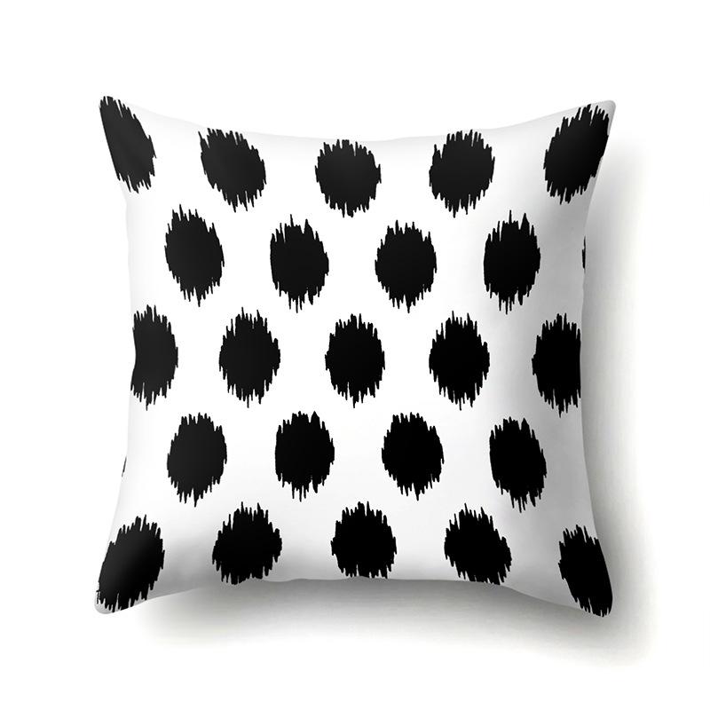 Polyester Pillowcase Peach Leather Velvet Black and White Geometric Printed Pillowcase Waist Cushion Cover Bedside Cushion Cover Bedside Cushion Cover
