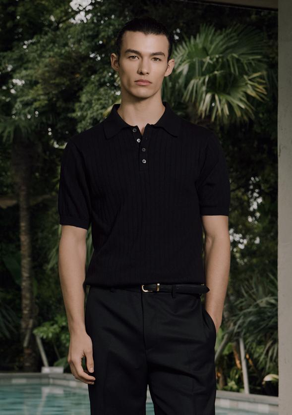 Savage Half Polo Knit - Black L