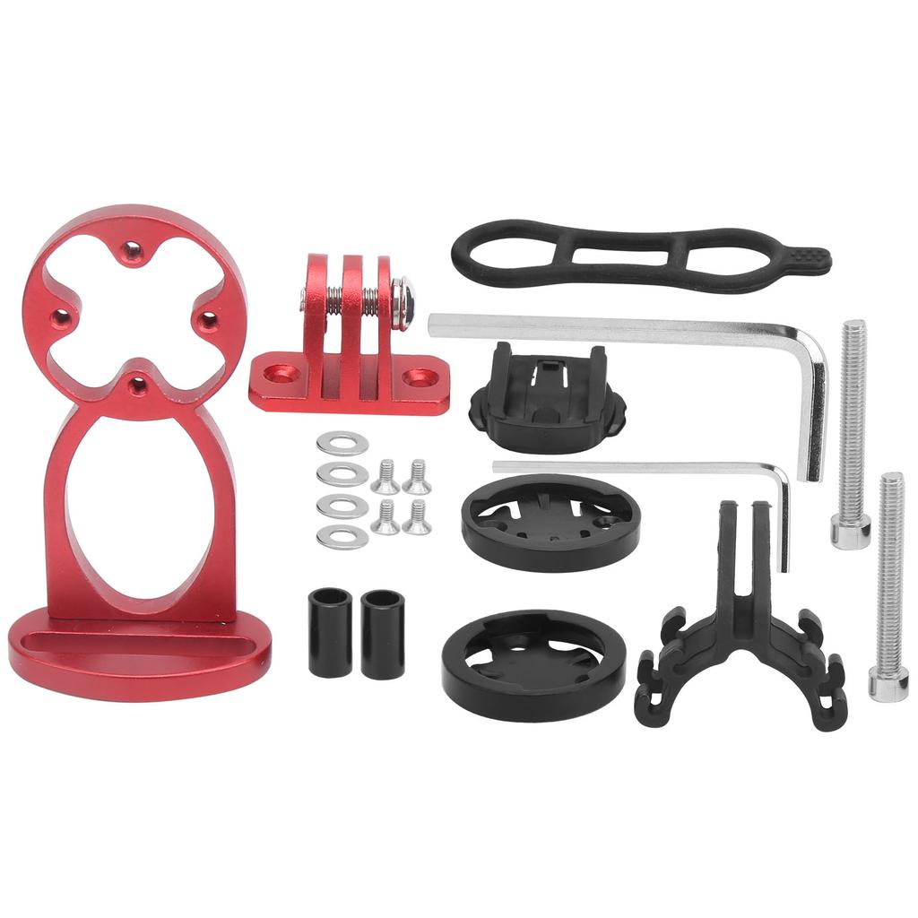 Bike Computer Stem Extension Bracket Aluminium Alloy with Flashlight Clip Bracket AdapterRed