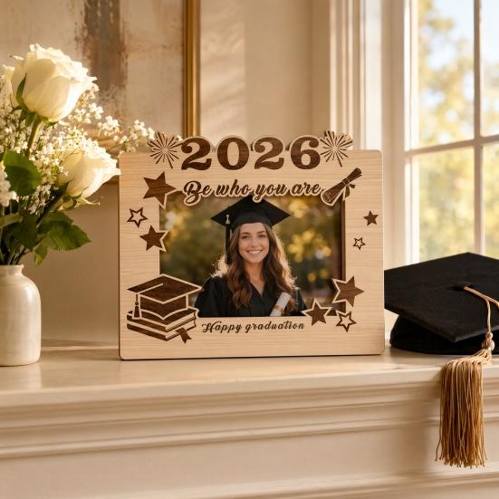 Graduation Memorial Wooden Photo Frame Class of 2026 Solid Wood