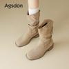 Pile Boots New Autumn and Winter Maillard Western Cowboy Short Boots Medium Tube British Martin Boots