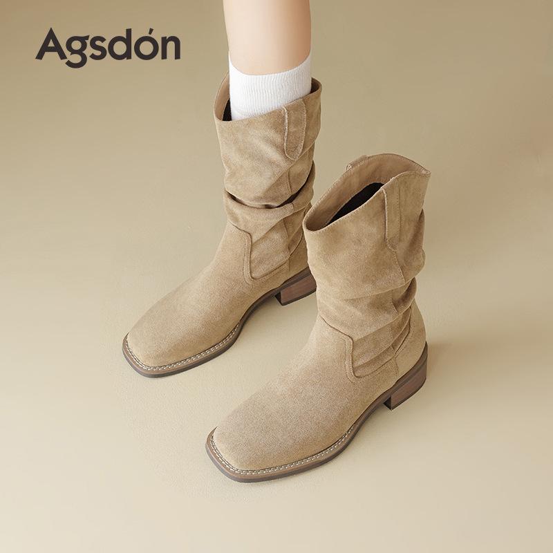 Pile Boots New Autumn and Winter Maillard Western Cowboy Short Boots Medium Tube British Martin Boots