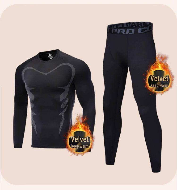 Fato de Esqui Masculino de Secagem Rápida: Camada Base Térmica de Veludo Plus para Inverno, Alta Elasticidade, Compressão que Absorve o Suor para Esportes ao Ar Livre.