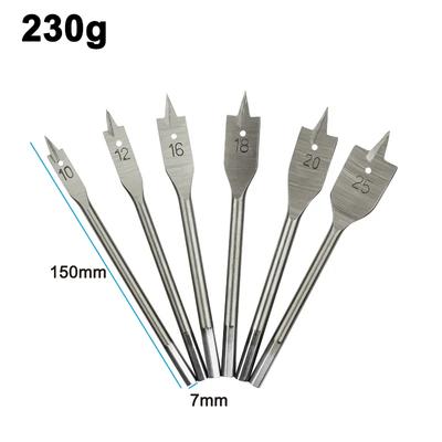 6pc Natural Color Three Pointed Flat Drill Hexagonal Handle Woodworking Hole Opener Wooden Board Drilling Bit Tool Set