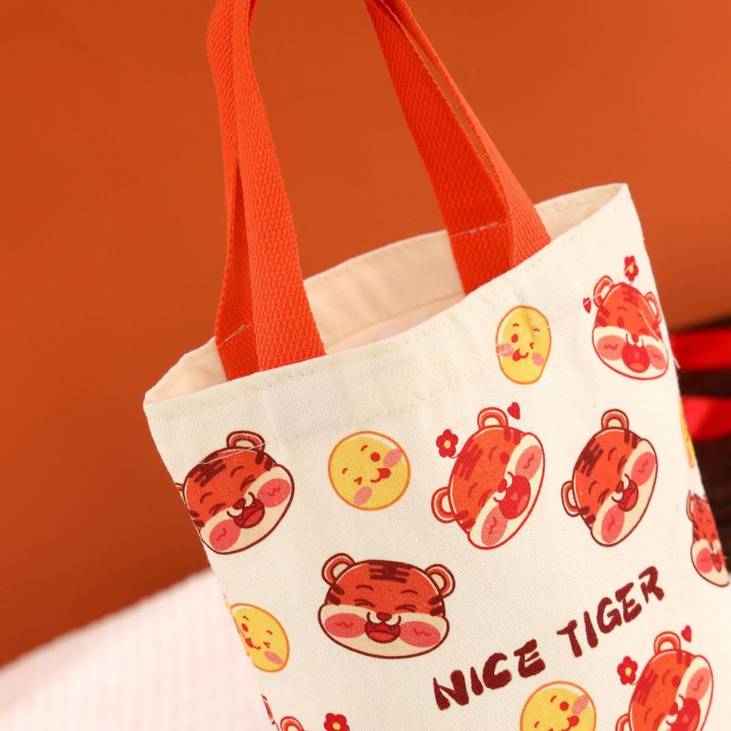 Fashionable One-Year-Old Birthday Canvas Handbag - Rabbit Tiger Design, Perfect for Lunch and Souvenir Gifts