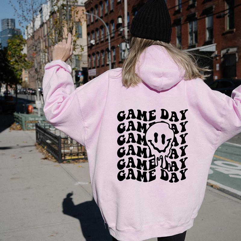

Толстовка с капюшоном Game Day, женская толстовка с расплавленным лицом, пуловеры, модная уличная одежда с рисунком из чистого хлопка, топ, джемпер, толстовки 3XL розовый