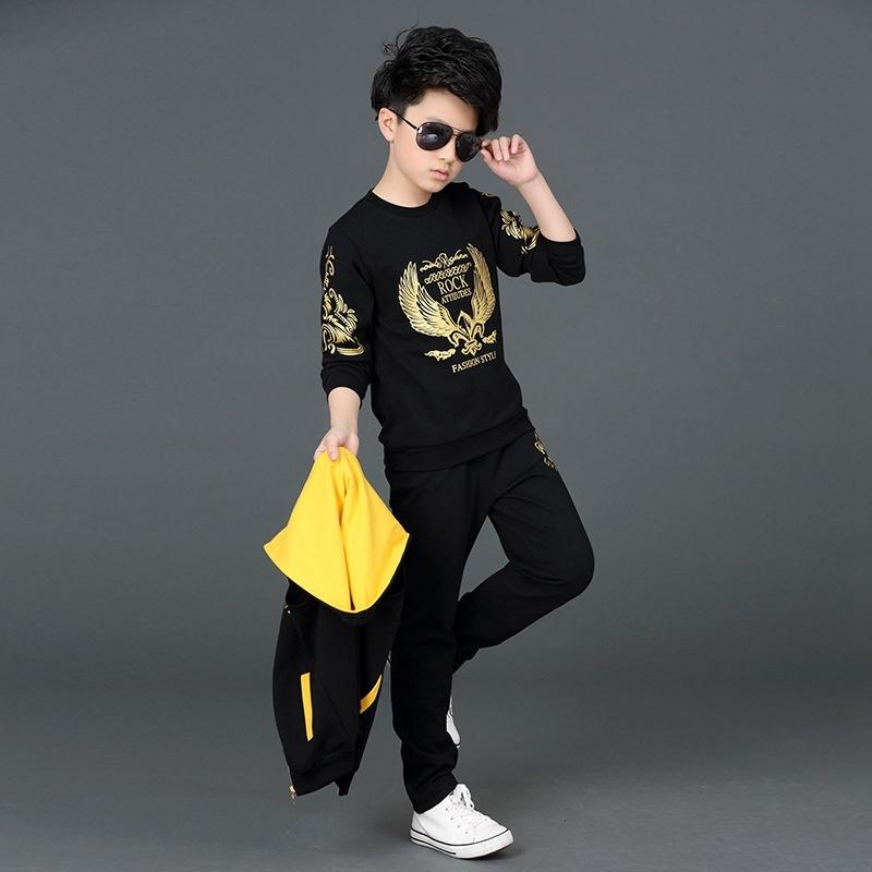 Buy 3pcs Set Boys Clothing Set Hooded Vest Jacket Tshirt Pant Children