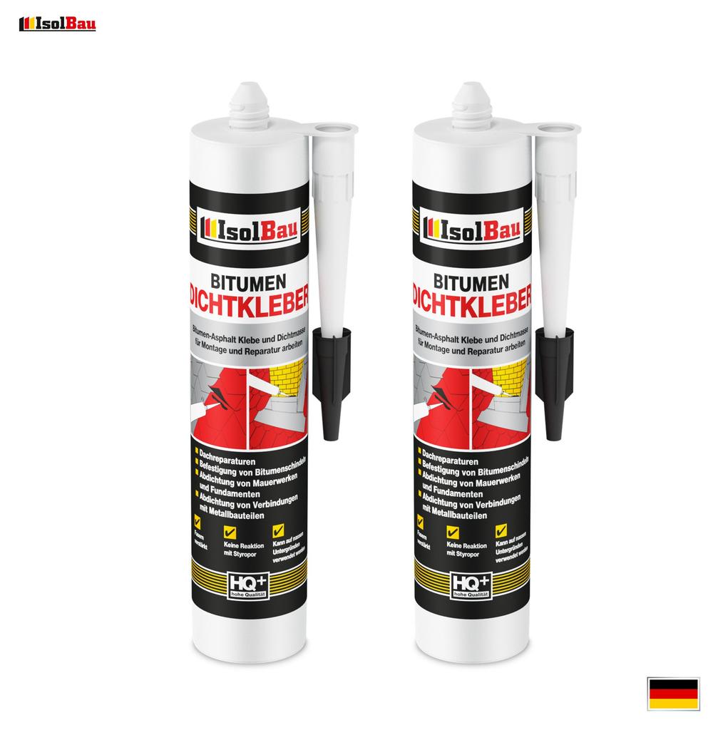 IsolBau Bitumen Adhesive and Sealant Bitumenkleber 2 x 300ml