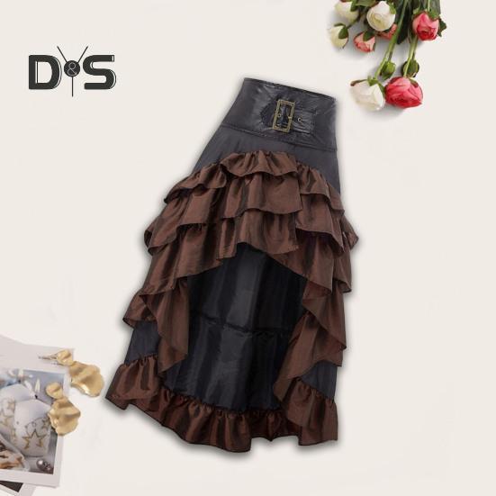 Dámská sukně Vysoký pas Nepravidelný volán Patchwork Barevně ladící Retro Roztroušený středověký královský styl Dámská maxi sukně funkční kostým
