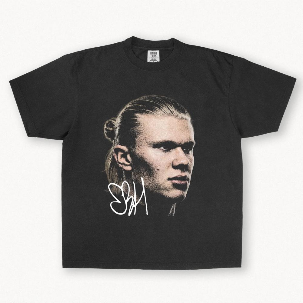 Erling Haaland Graphic Tee – Football Autographed Streetwear Shirt – Premium Cotton Unisex T-shirt 4XL