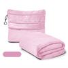 Travel Blanket Soft Fleece 2-in-1 Foldable Pillow Combo Flights Camping Car Trips Airplane Pillow Blanket with Luggage Strap