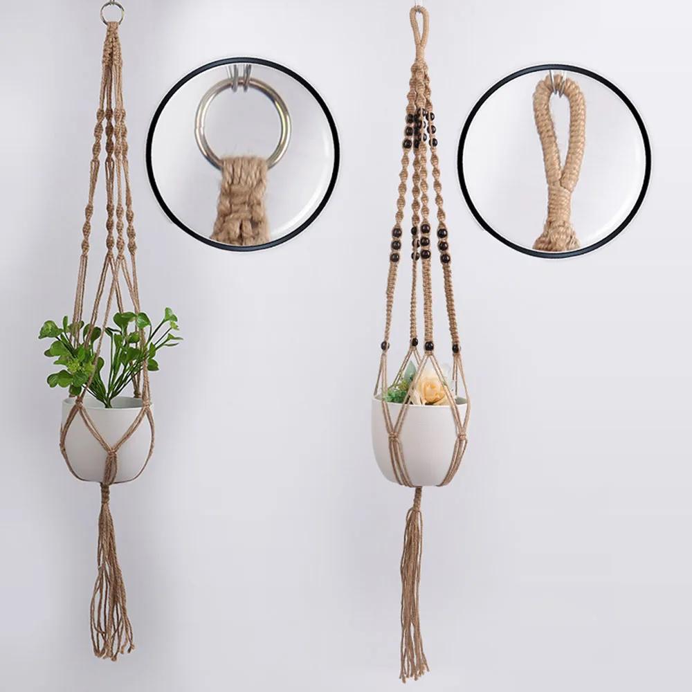 Handwoven Macrame Plant Hangers Boho Wall Mounted Flower Pot Holders for Indoor Outdoor Hanging Basket Garden Decor