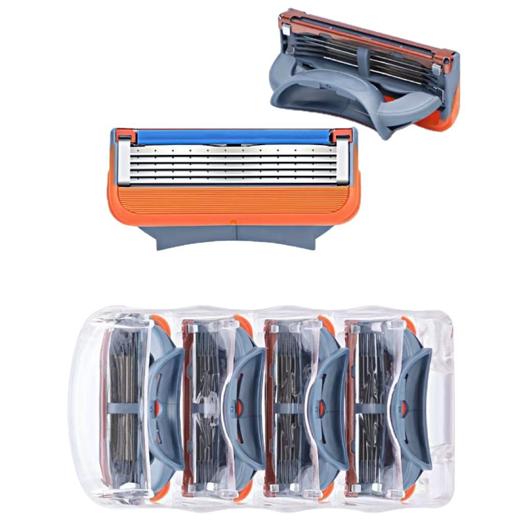 Men's Five-Layer Orange Razor with Manual Old-Fashioned Head