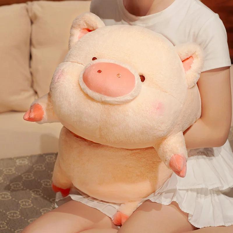 Furry Pig Plush Toy Stuffed Lying Piggy Plushie Doll Cartoon Animal Soft Touch Hug Pillow Cushion Kids Baby Birthday Gift