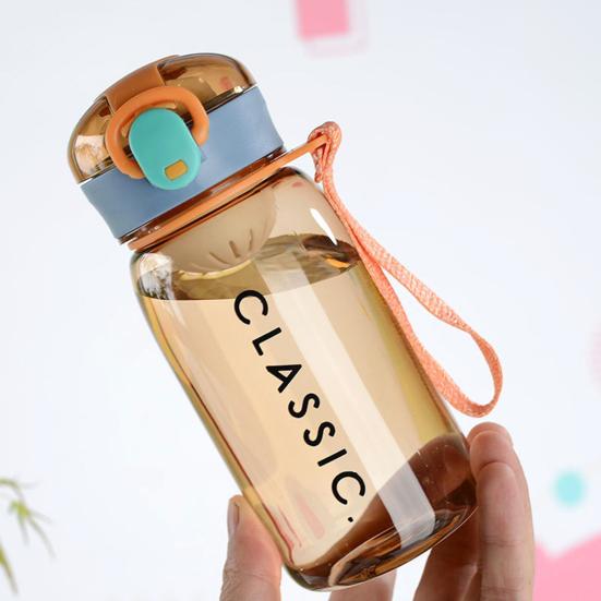 400ml/ 500ml Water Bottle Food Grade Large Capacity Bounce Cover Leak-proof PC Summer Simple Tea Leak Bottle Daily Use