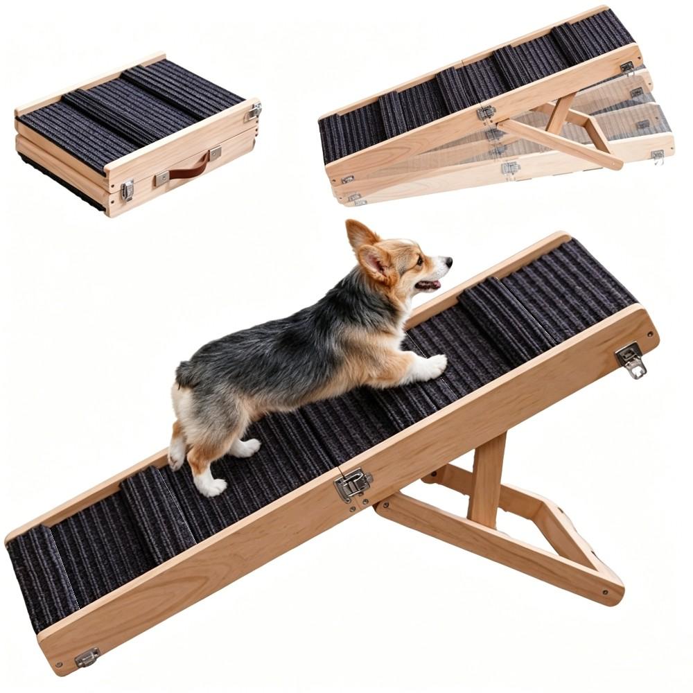 Foldable Pet Ramp Dog Ladder Anti-slip Height Adjustable Climbing Ramp Steps Dog Stairs for Couch/Bed Non-Slip Safety Dog Ladder